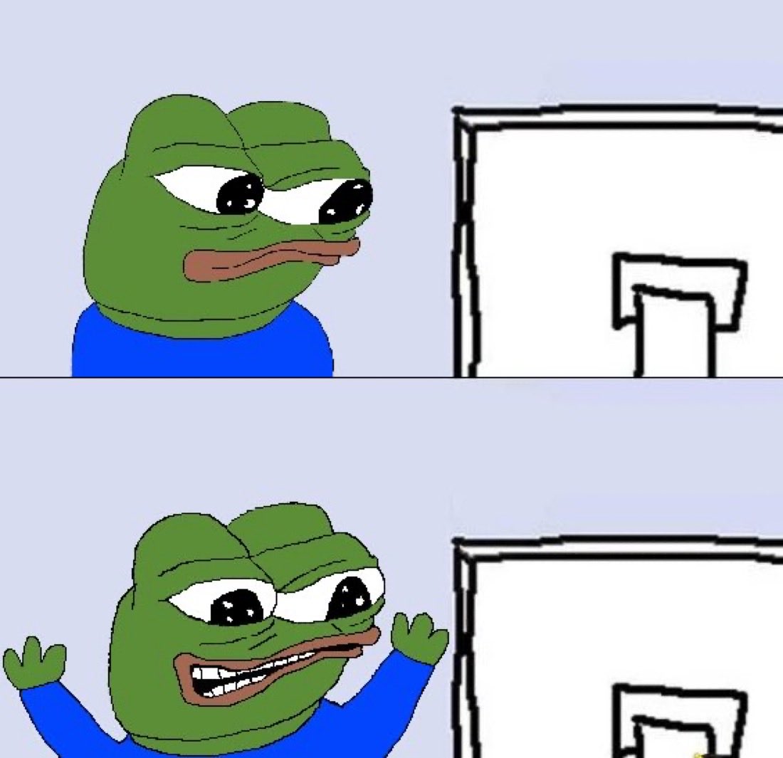 I’m just gonna say it:

The Pepe shills wouldn’t try to claim apu as theirs if they thought the Pepe memes are better. 

They know apu is better. In reality, Pepe is the beta to apu, price is just lagging.