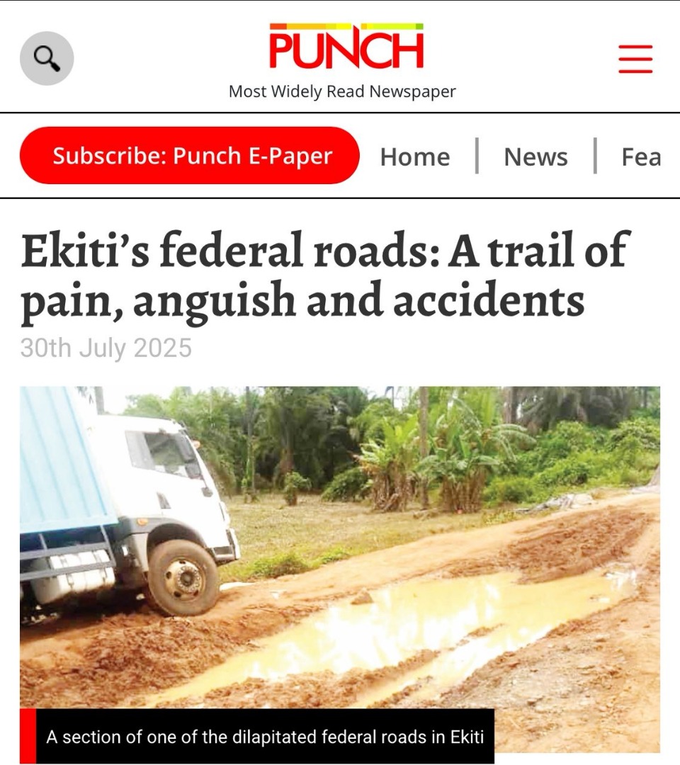 BabanAjmal's tweet photo. Roads of ruin: When your entrance to Ekiti feels like a war zone. https://t.co/K8bcuex0jd