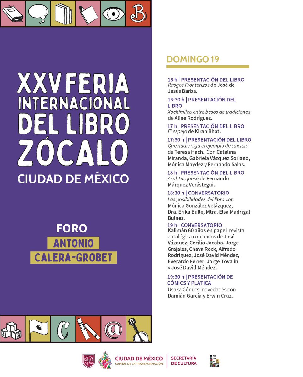 FILZocalo's tweet photo. La #FILZócalo2025  ofrece presentaciones de libros como "Cuentos del Anáhuac para niñas y niños del siglo XXI", además de conversatorios sobre lectura infantil, cómic, literatura y más actividades en el foro “Antonio Calera-Grobet”.

Domingo 19 de octubre | Zócalo | #EntradaLibre https://t.co/Om3ADZiIBU