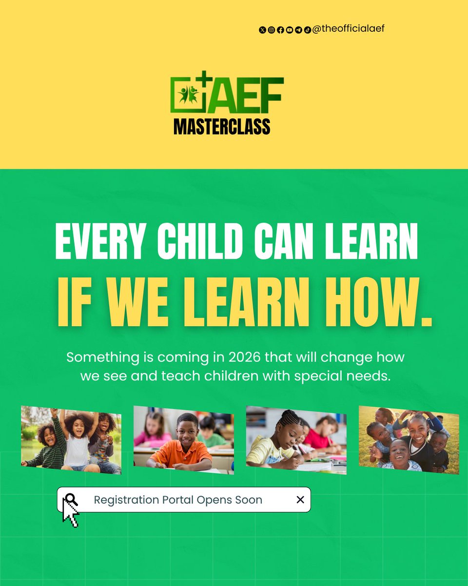 Some children learn differently. But every child deserves to learn.

Get ready — February 2026. 

#InclusiveEducation #SpecialNeeds2026 #teaching #every #child #AEFMasterclass #masterclass #forteachers