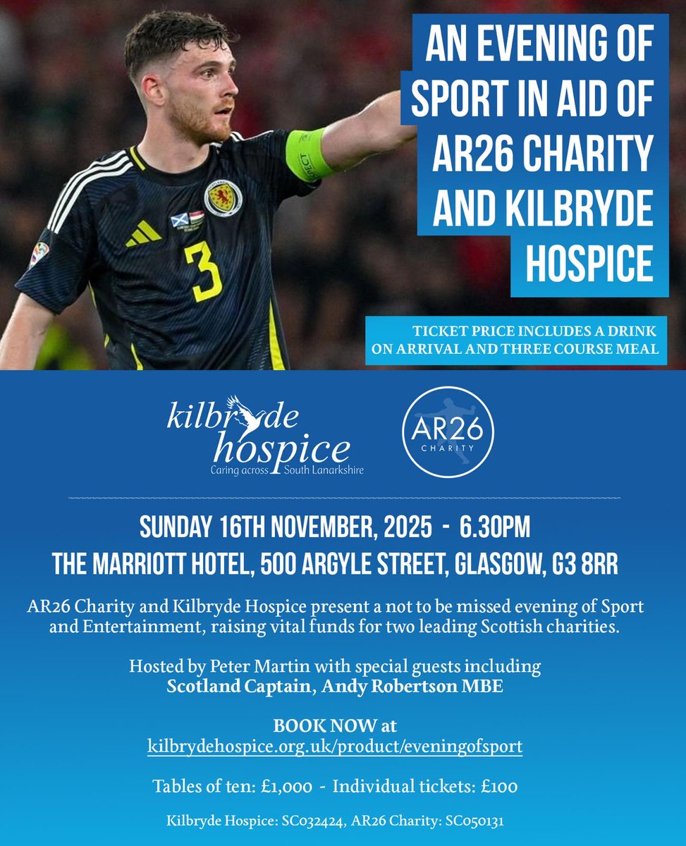 📅 Sun 16 Nov 2025  Glasgow Marriott 3-course meal, drink &amp; entertainment