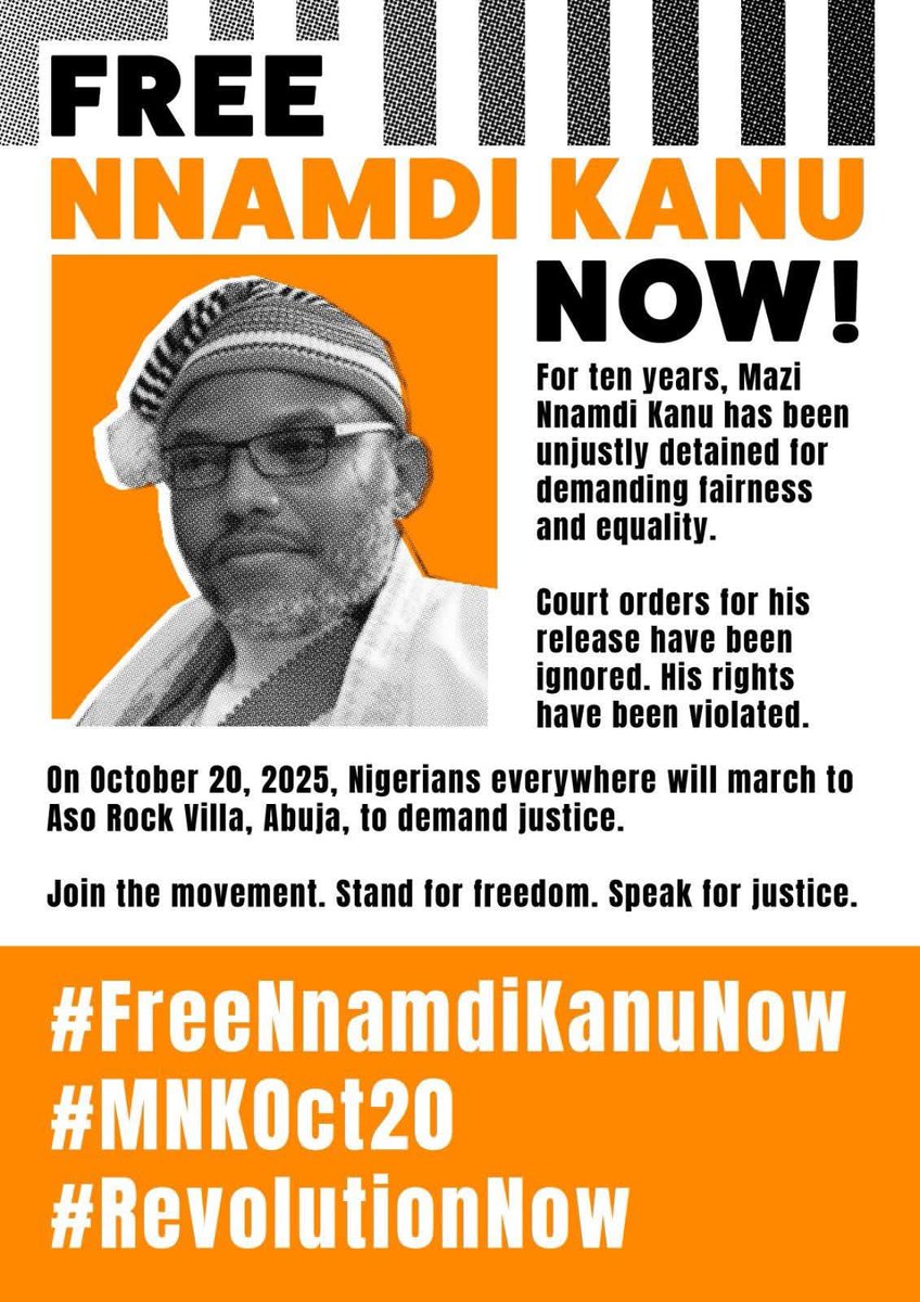 Today's Date: Saturday, October 18, 2025

"WORLD MAZI NNAMDI KANU DAY"
