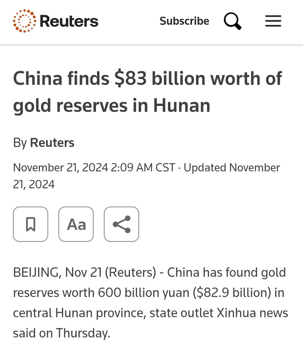 Daito 💚 (@daitoyoshi) on Twitter photo <a href="/BTC_Archive/">Bitcoin Archive</a> Just in?
You sure this isn't the same $83 billion dollar gold mine Reuters reported on last November?
reuters.com/markets/commod… <a href="/BTC_Archive/">Bitcoin Archive</a> Just in?
You sure this isn't the same $83 billion dollar gold mine Reuters reported on last November?
reuters.com/markets/commod…
