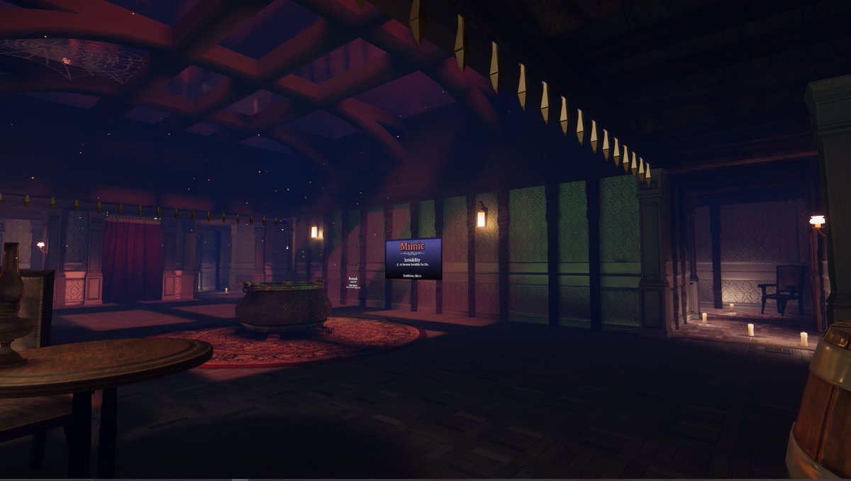 CakeVR's tweet image. Playtest 88 incoming!! 
I have been doing a lot of work on my #VRChat game and invite you to this social-deduction game set in a magically enhanced Victorian era.
Links below!