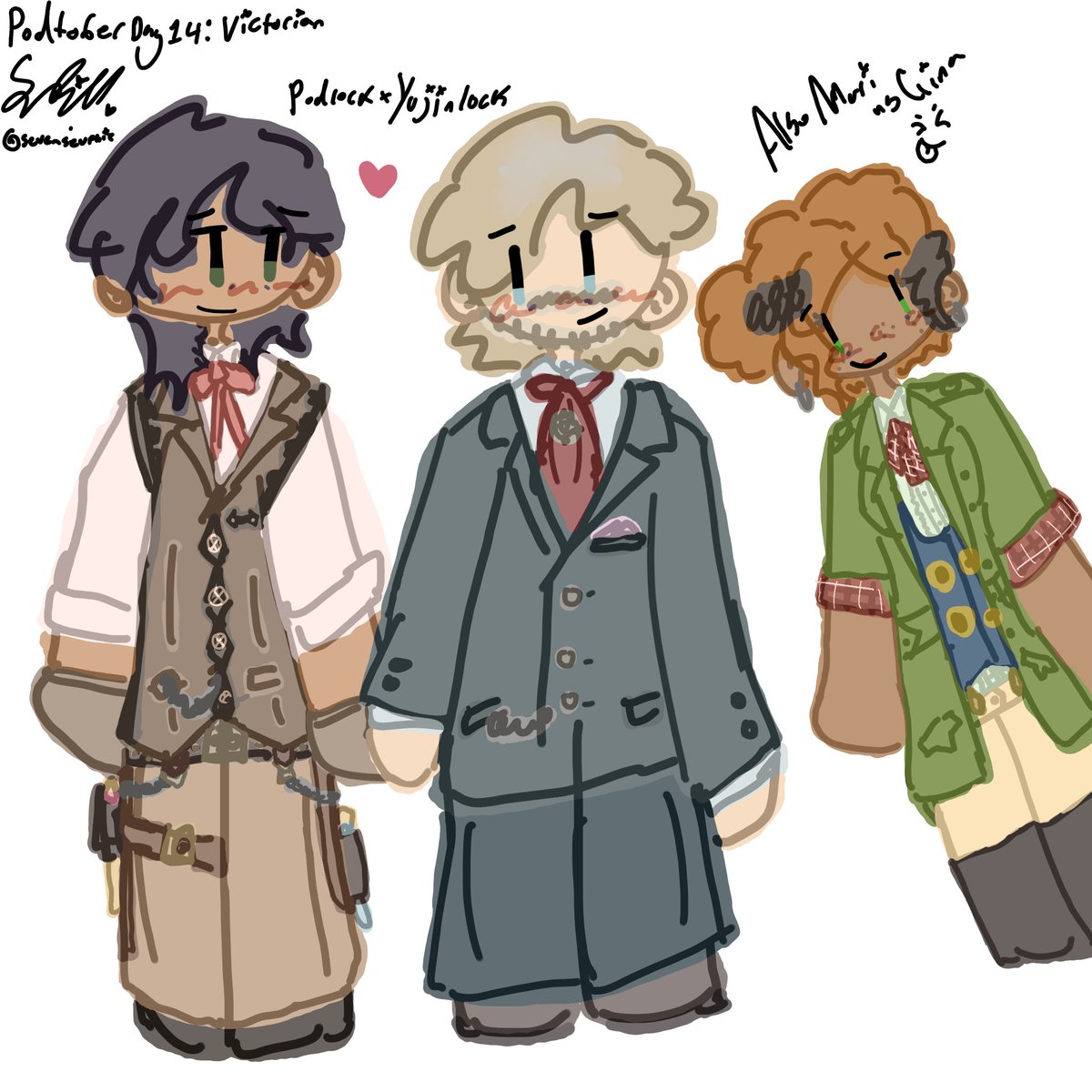 sevensevphie's tweet photo. Day 14: Victorian
Y’all know I had to put them in TGAA. Because I’m so predictable. Anyway Yujinlock IS A JOHNLOCK VARIANT. THEY ARE. Ft Mariana as Gina. 
#podtobershco #sherlockandco #AceAttorney #Tgaa tagging those cos why not. https://t.co/CyFKc9OXwk