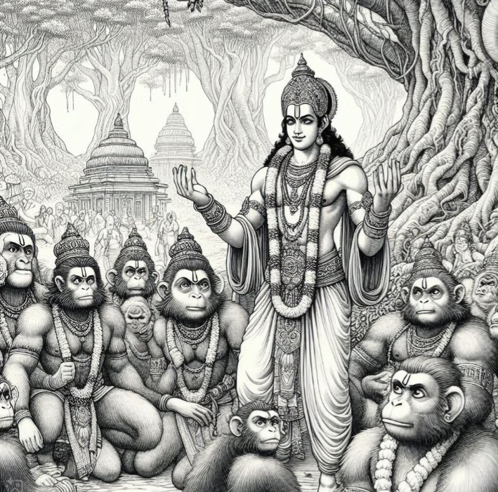 jayasartn's tweet image. #Snippets from the Ramayana (104)
Rama cited the laws of Manu and Mandhata to justify Vali's killing, emphasizing a king's duty to uphold dharma and punish the wicked.
It shows that
1. Vali was treated as a human being, subject to the same moral and legal codes.
2. His own…