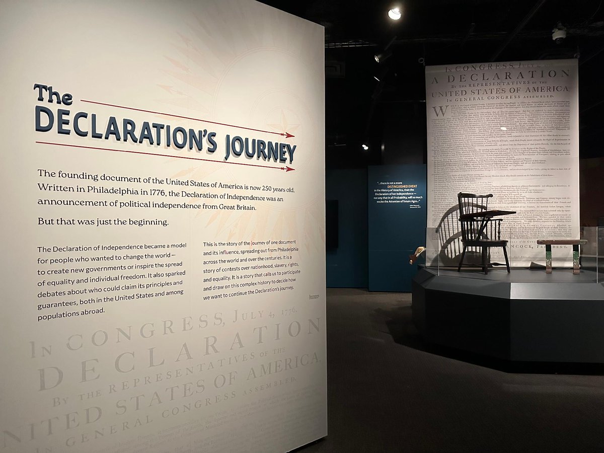 AmRevMuseum's tweet image. Now Open: &quot;The Declaration&apos;s Journey&quot;

Explore the history and global impact of the Declaration of Independence from 1776 to today and discover how it has become one of the most influential political documents in modern history.

Visit: bit.ly/3MYjbIm