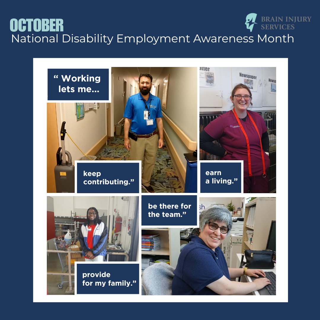 braininjurysvcs's tweet image. October is National Disability Employment Awareness Month! 🎉 Let’s celebrate inclusion and the talents of those living with brain injury. 💙 #NDEAM #DisabilityEmployment #InclusionMatters #BrainInjuryAwareness #CelebratingValueAndTalent