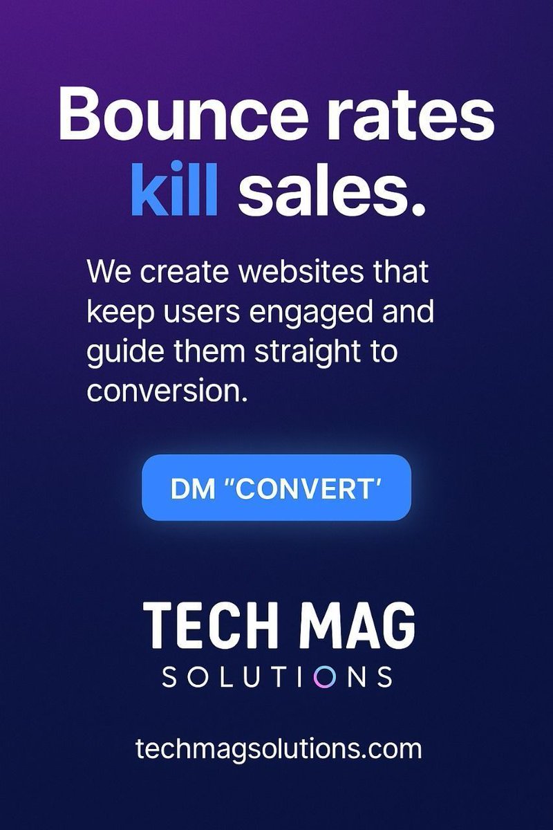 techmagsolution's tweet image. 📉 Bounce rates kill sales. We create websites that keep users engaged and guide them straight to conversion.
🌐 Website: techmagsolutions.com
📅 Book a Call: calendly.com/techmagsolutio…
📂 Portfolio: techmagsolutions.com/portfolio
💬 WhatsApp: wa.me/923131666160