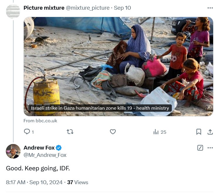 Sky News was caught out lying again.

Andrew Fox is not Jewish. He's a vile genocide supporter.