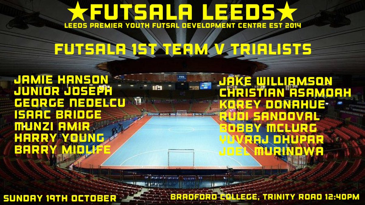 Game day tmz 

Our new men’s trialists take on some of last years main team 

Should be a cracking game 

Bradford college, trinity road 
Kick off 1:00pm