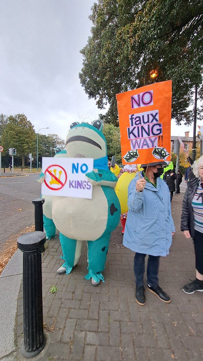 PhoenixRoseDsgn's tweet photo. Dublin, Ireland turning out in front of the US Embassy for #NoKingsDay. Possibly 400 people with costumes, dancing and chanting!
#NoKingsProtest 

@maddow @rtenews @VirginMediaNews @DemsIRL @demsabroad @Channel4News @ABCNewsLive @NBCNightlyNews @CBSNews https://t.co/e1zwTzSY0F