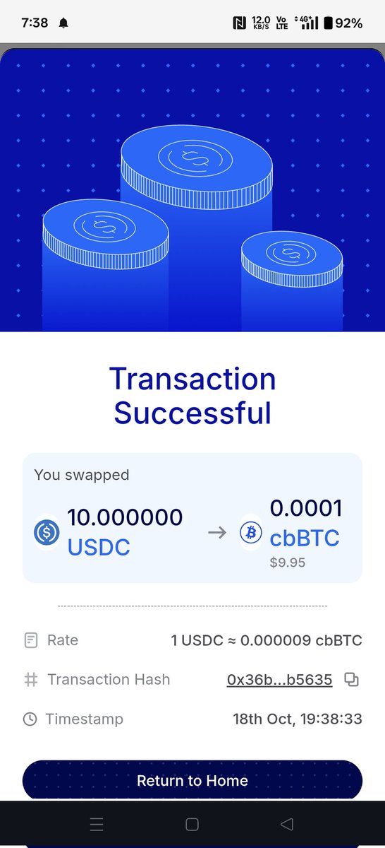 manoj90626's tweet photo. Happy diwali 🎇🎇 @P2Pdotme @coinsme_HQ and all families. 

Invest cbBTC (BTC) via https://t.co/LJyHhWUnmF . 
Start your SIP on https://t.co/LJyHhWUnmF 

Just swapped 10 usdc for some cbBTC on @coinsme_HQ . 

Wallet address=0xA7980ffb73DcDA4E67FdFdEa71bBB46C234630F7 https://t.co/2sXVT8k3Qk