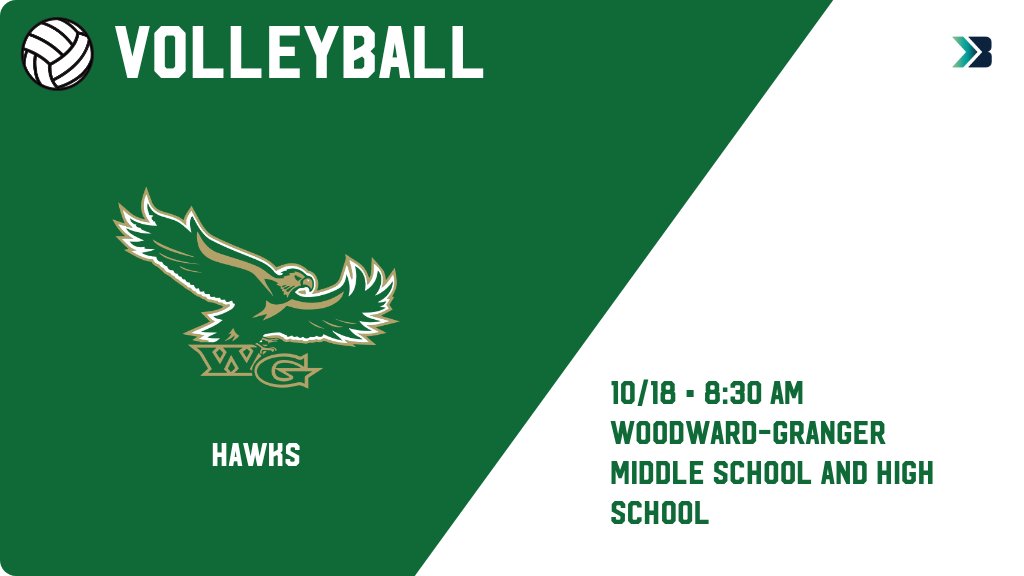 Volleyball (Varsity) Game Day! - Check out the event preview for the Woodward-Granger Hawks. It starts at 8:30 AM and is at Woodward-Granger High School. gobound.com/ia/ighsau/vb/2…