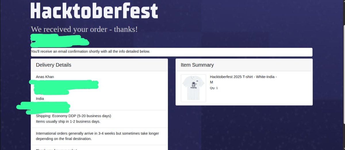 Anas_is_me's tweet image. Another T-shirt added to the swag collection!🎉
#OpenSource #hactoberfest2025 #DevCommunity