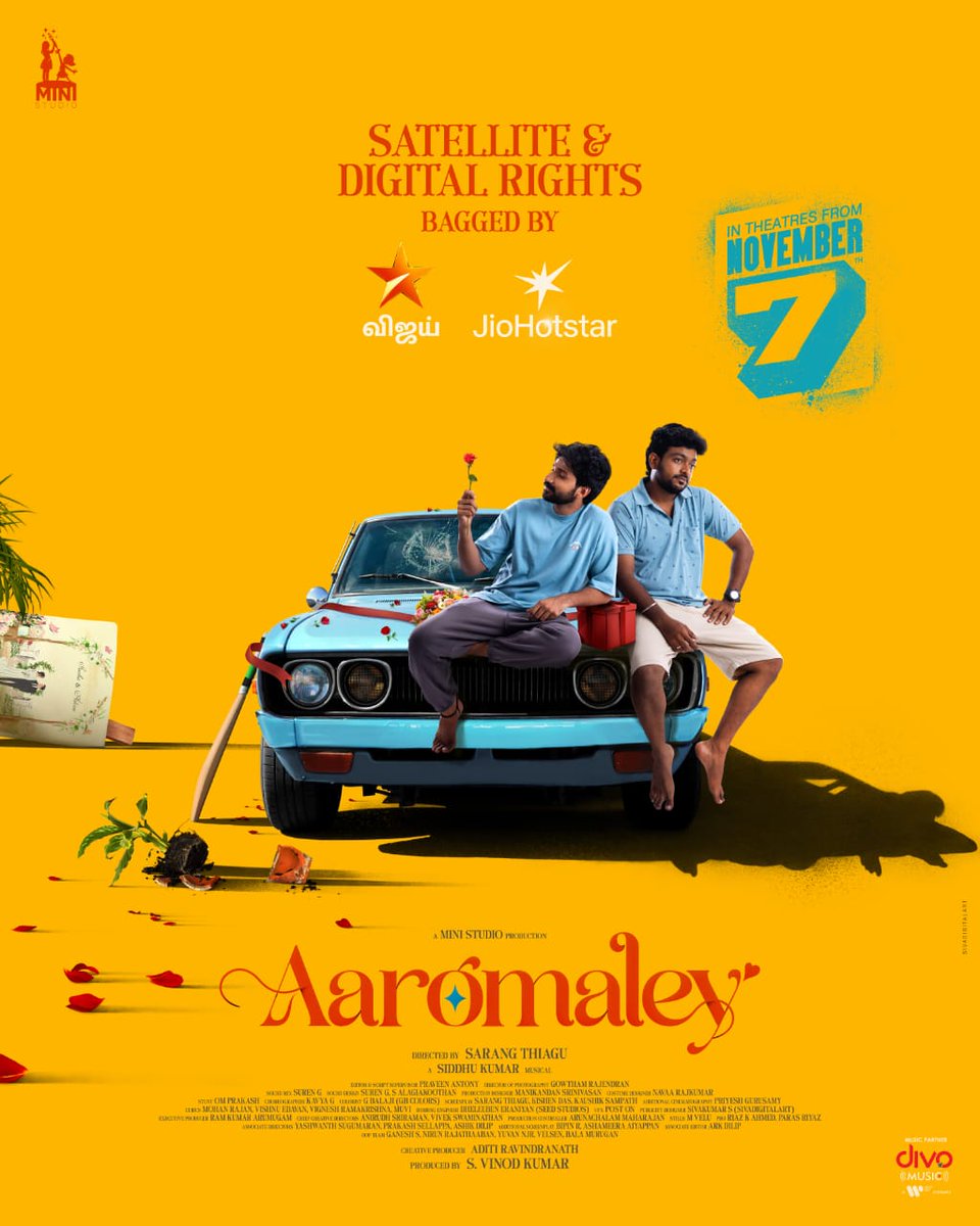 அஜய் Sweet மகிழினி🥰 (@ajaymahilz) on Twitter photo #Aaromaley Satellite and  digital rights bagged by Vijay TV and Jiohotstar for a good price🔥🔥👌 #Aaromaley Satellite and  digital rights bagged by Vijay TV and Jiohotstar for a good price🔥🔥👌