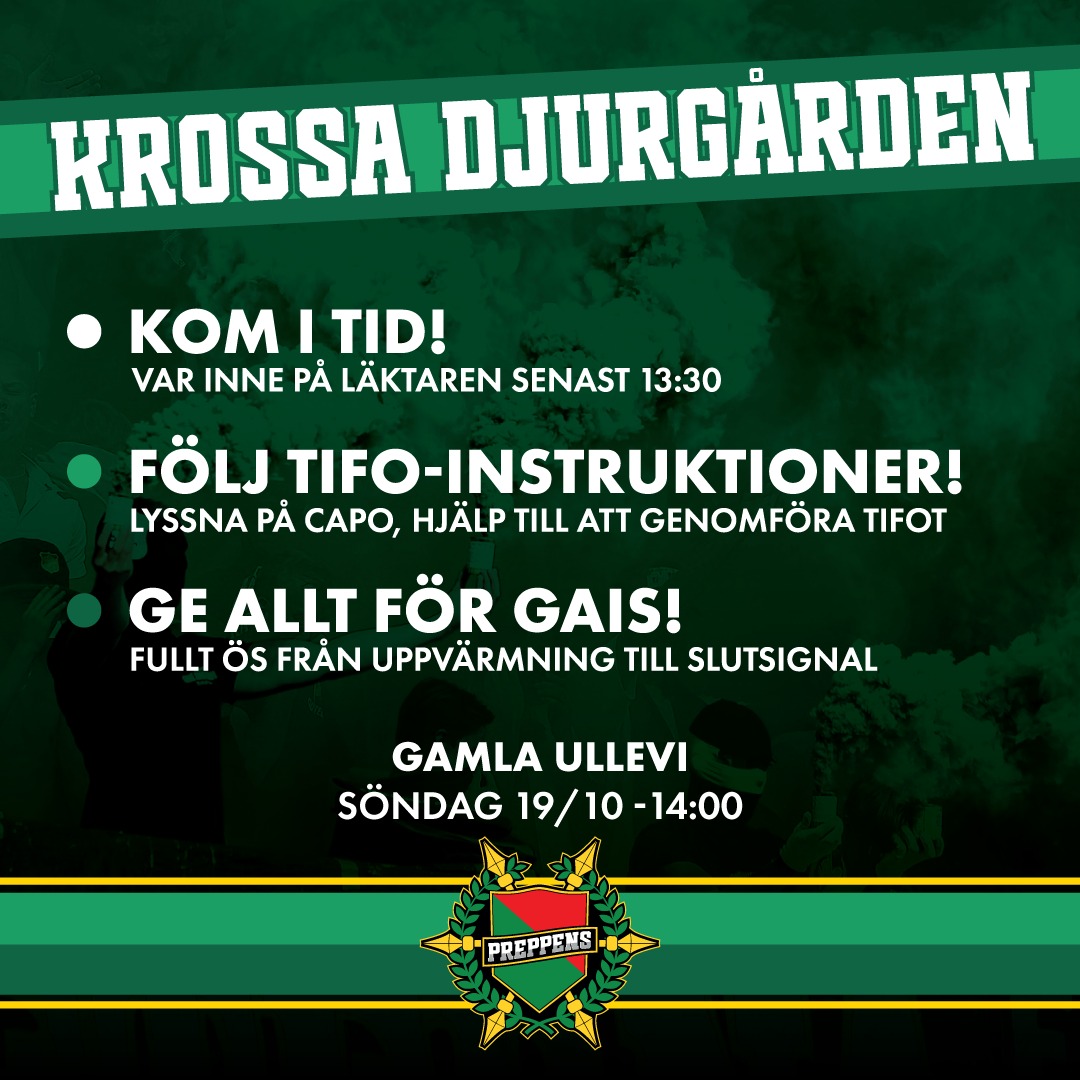 Var inne senast 13:30 på läktarna imorgon, för lagets och tifots skull! 
#gaisisgoingout