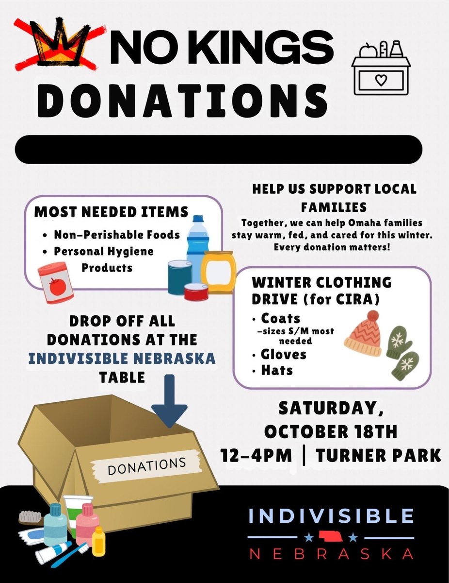 Looking forward to seeing everyone today!   Our final reminder is that we're not only getting together today against something - we also encourage everyone to bring donations to directly help our communities. #nokings2