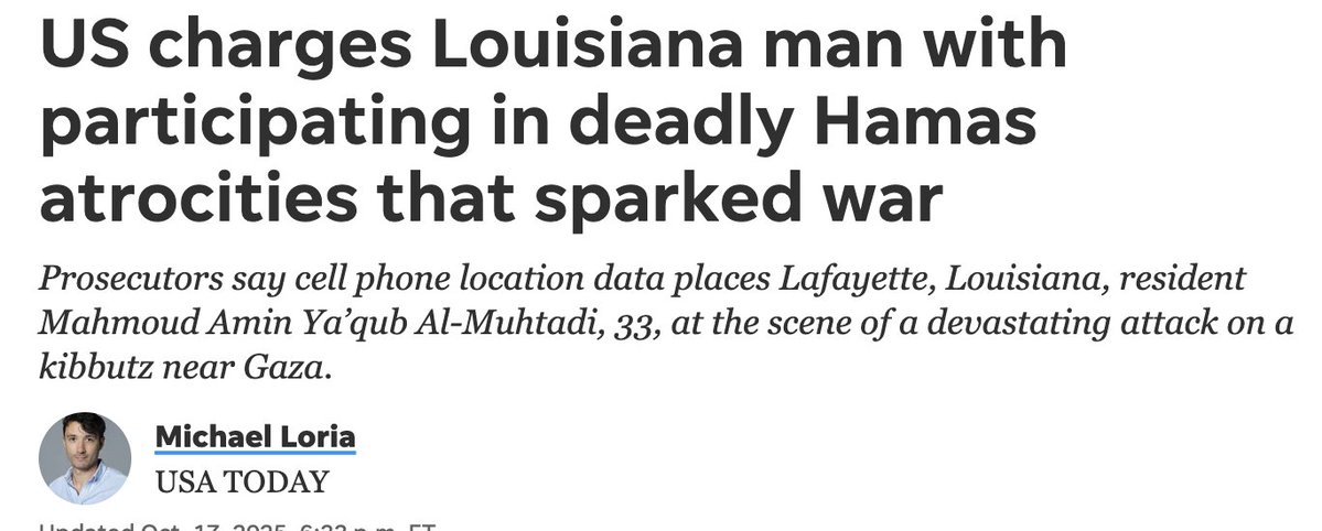 ChristinaPushaw's tweet image. Are you KIDDING ME?
Why is every legacy media outlet calling Mahmoud Al-Muhtadi -- who was born in Gaza, lived there all his life, participated in the October 7 terror attacks, and illegally immigrated to the USA just 1 YEAR AGO after lying about his background -- a &quot;Louisiana…