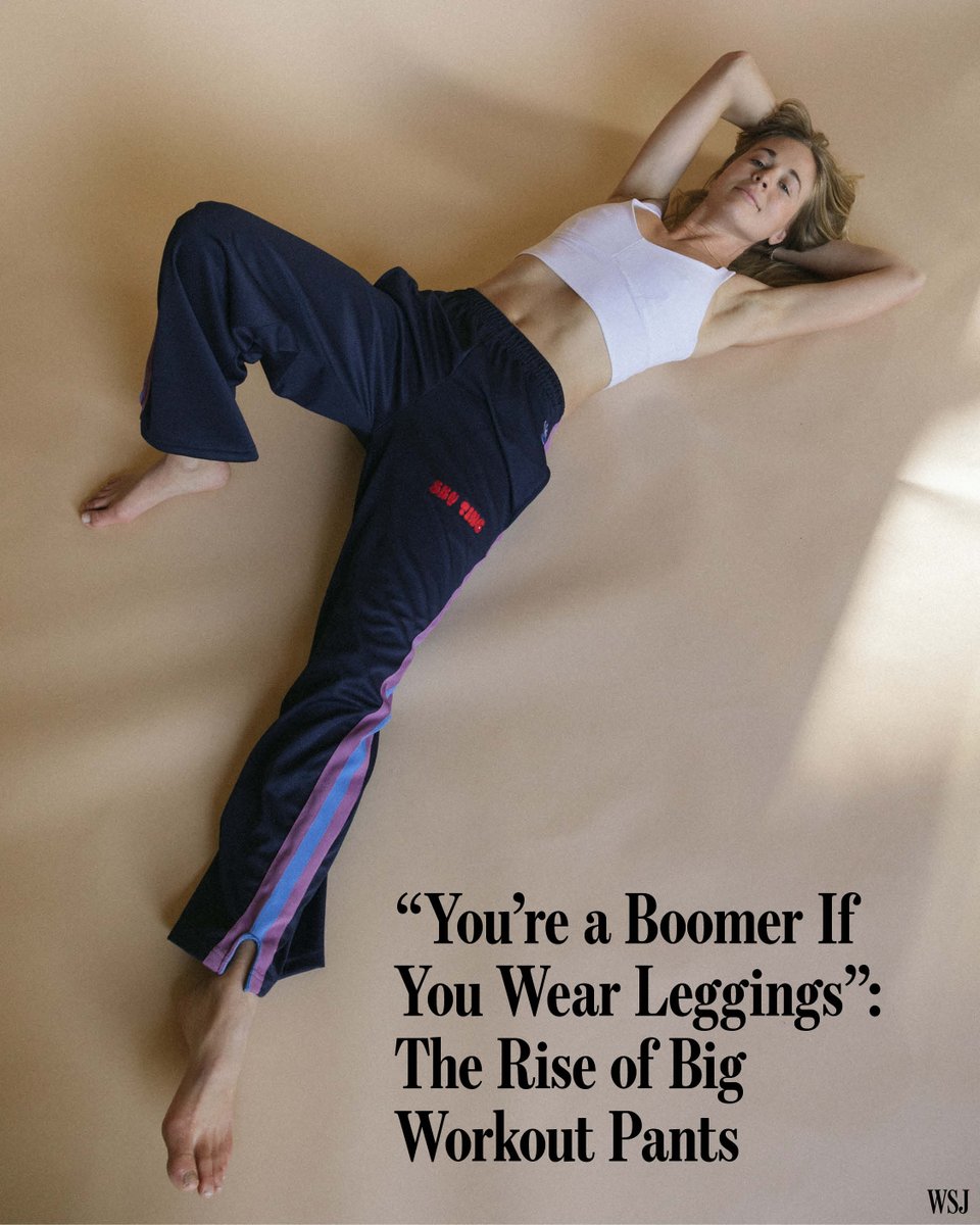 WSJ's tweet image. RIP leggings. We’re in the Big Workout Pant era now. 🔗: on.wsj.com/4hdsEtB