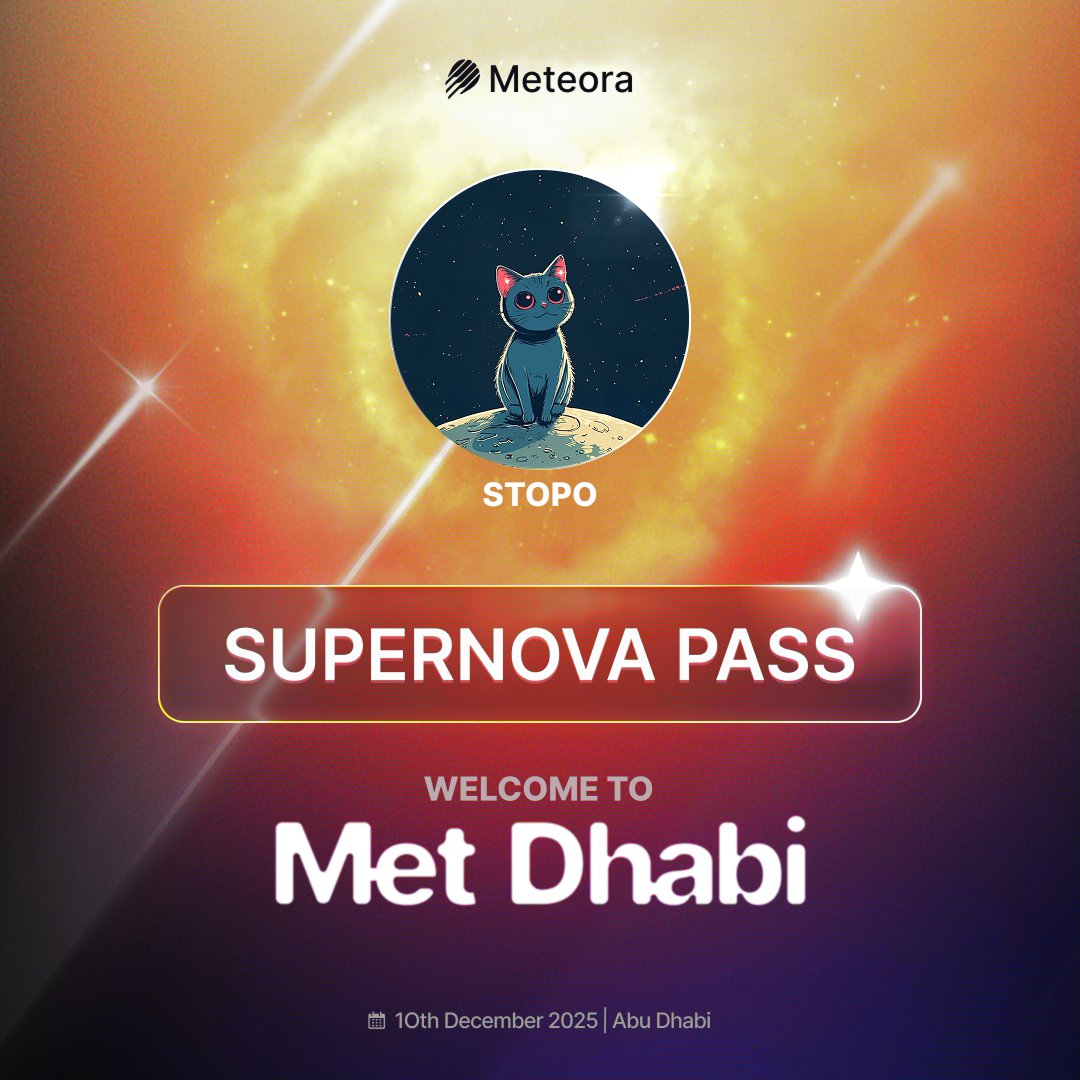 Less than a week to TGE on 23.10. Heading to Met Dhabi with Meteora. Can’t wait to meet the pooling crew IRL and vibe with the community. Seee ya at Met Dhabi. Thanks to <a href="/MeteoraAG/">Meteora</a>  and <a href="/met_lparmy/">LP Army</a>