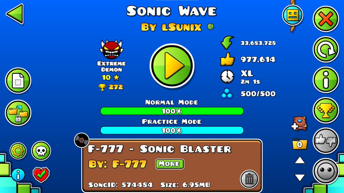 Después de más de 2 meses y 62870 intentos me he pasado sonic wave NEW HARDEST TOP 272