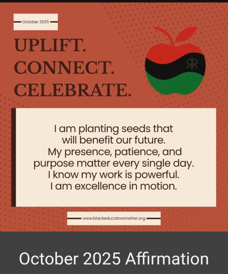 BEMChicago's tweet photo. ❤️🖤💚 #October #DailyMantra #BlackEducators #BlackEducatorsMatter #AutumnSeason #Uplift #Connect #Celebrate #Teachers #Students https://t.co/BOiayqq0Ot
