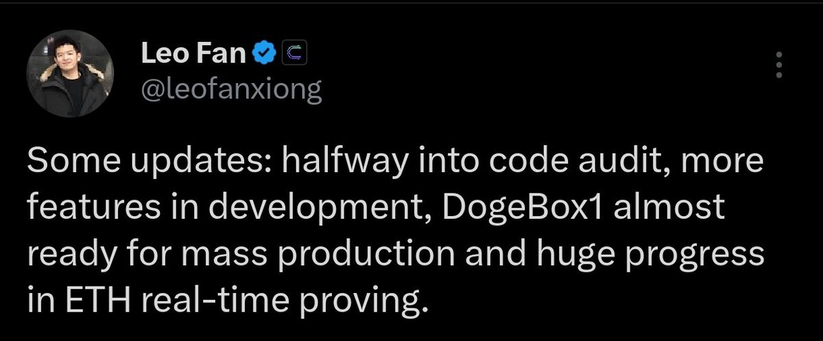 ThaJonseBoy's tweet image. Some exciting updates from Cysic, shared by co-founder @leofanxiong 👇

They’re already halfway through the code audit, which means the team is deep in refining and securing everything before the next major phase. More features are in development, showing they’re not slowing down…