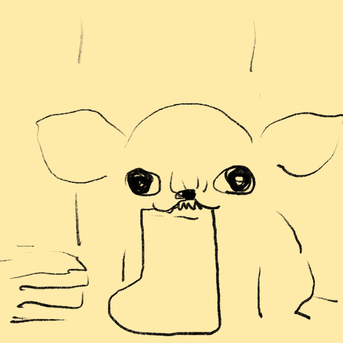 スケッチ
知り合いの家に住む靴下の守護神