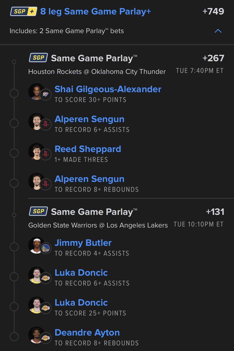 SGP_Parlay's tweet photo. First NBA Parlay of the Season 🙌

LET’S GO 💥 https://t.co/5VY30htjBN