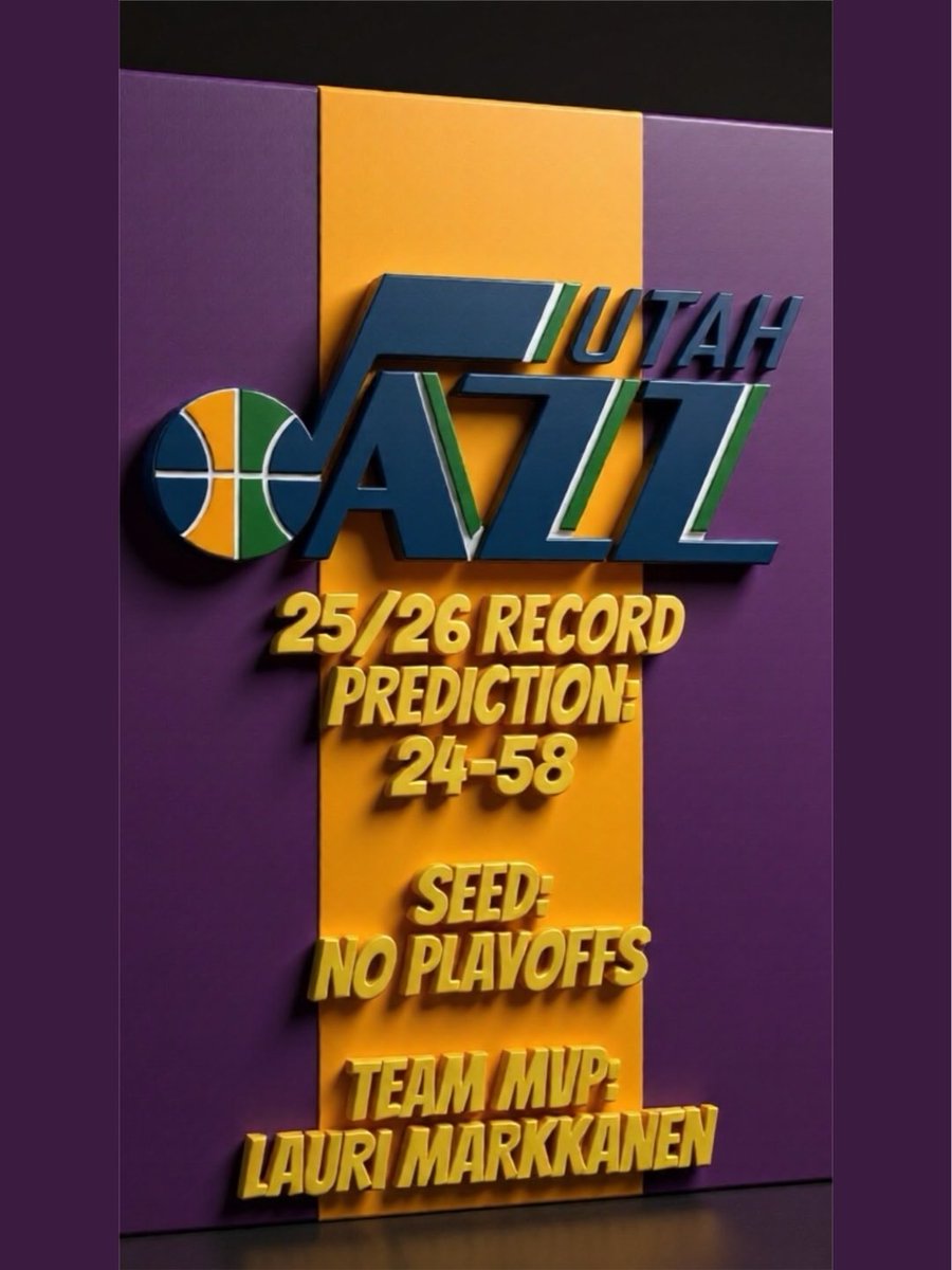 We predict the Record, Playoff Seeding, and Team MVP for the #utahjazz. The #jazz will finish with 24-58 record, miss the playoffs, &amp; Team MVP will be #LauriMarkkanen . #utah #nba #basketball #sports #sportsnews #trending #nbatrending #nbanews #sportstrending #mvp