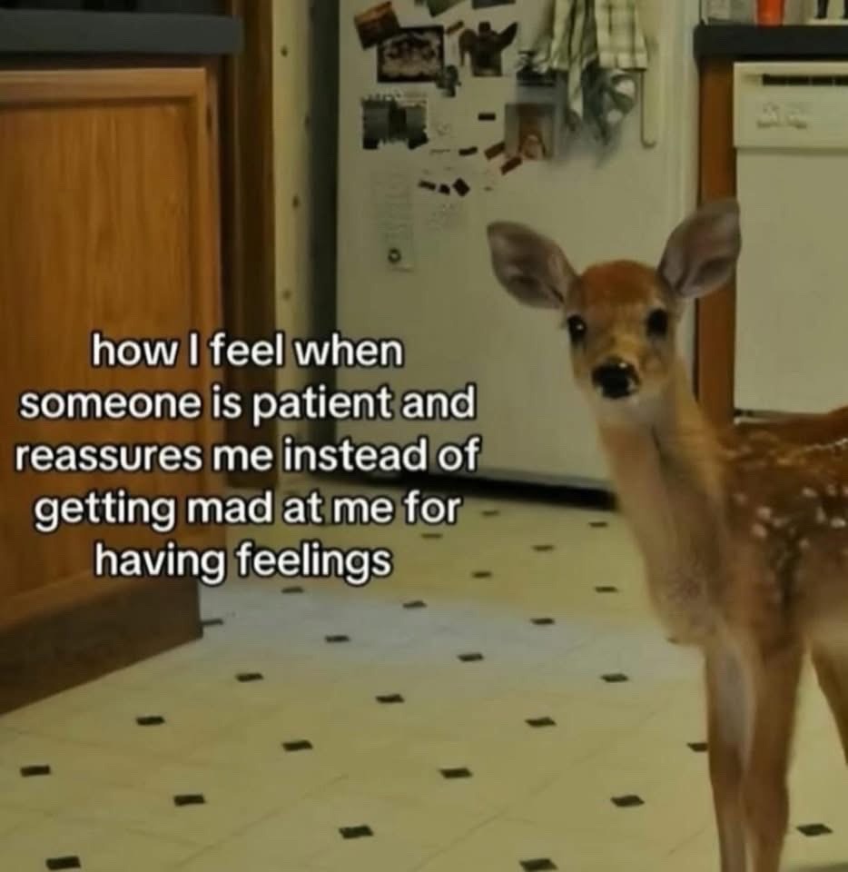 Lovandfear's tweet image. When someone handles my emotions gently, I instantly turn into this baby deer 🥺🦌