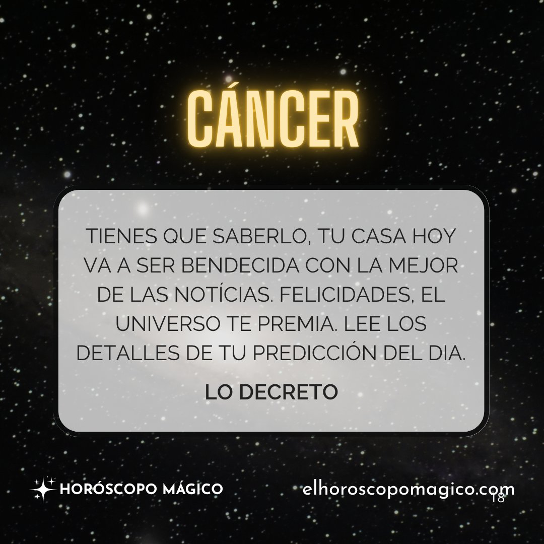 Cancer_HMagico's tweet image. ♋ #cancer, hoy Sábado 18 de Octubre, ¡Hoy es el día para tomar decisiones que te llenen de confianza y felicidad!