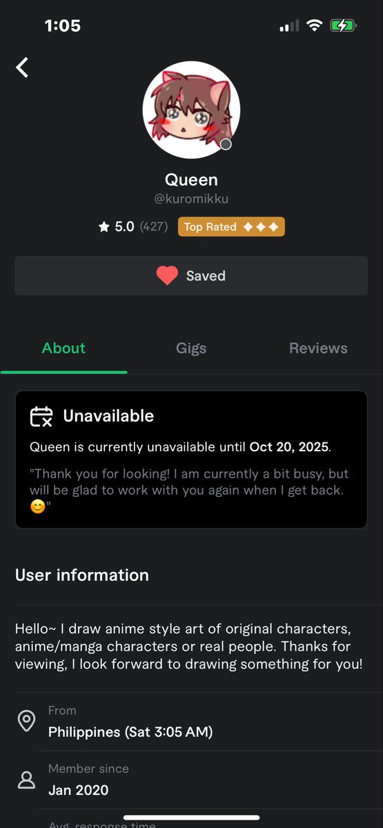 First ever Halloween art with a great person and friend <a href="/Vtuber_KiwiK/">Kiwi Knight #VTuber 🥝🍺</a> I’m also adding a photo of the artists firverr page by they’re request that’s how they wanted it. Love this piece so much!!!!