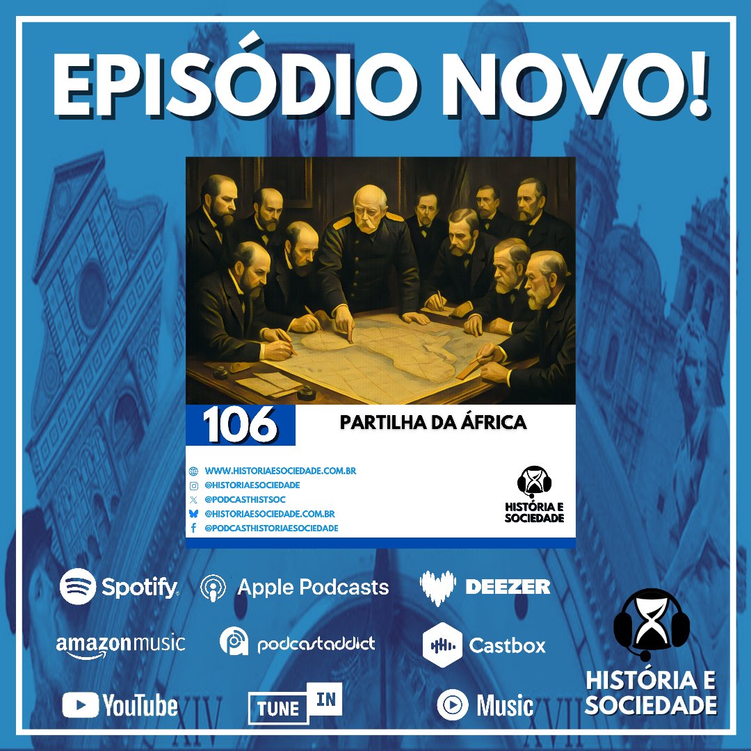 Saiu episódio novo pessoal! Nele, o historiador Sérgio Amaral fala da Partilha da África no século XIX entre as potências europeias, durante a Conferência de Berlim.

Escolha por onde ouvir em: historiaesociedade.com.br/links

Ou escute pelo Spotify em: open.spotify.com/episode/0jITT9…