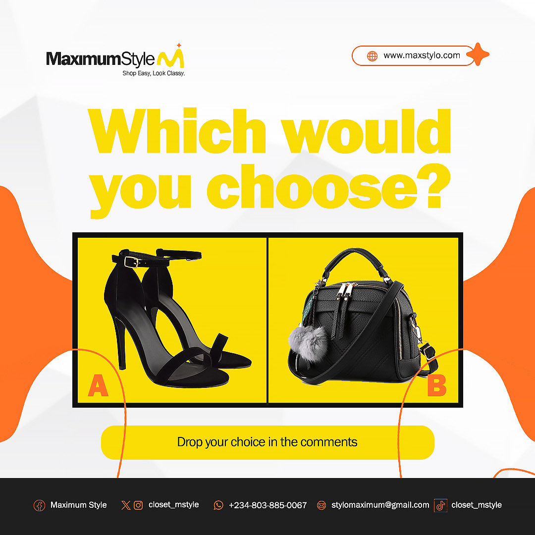 closet_mstyle's tweet image. Which will you choose? Team A or B? 

Let us know in the comment section below 👇 

Hurry and shop your choice at maxstylo.com 

📲Contact us to place your order: 0803 885 0067

#MaximumStyle #shopeasy #FashionDeals #StyleOnABudget #shoes #onlineshopping #weekenddeals