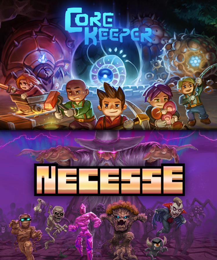 NecesseGame's tweet image. The Necesse 1.0 launch is popping off with 20K concurrent players and still rising!

If you haven't picked up our game yet, then I'd check out some of the juicy bundles we got going with our friends over at Palworld and Core Keeper!

..and we're on 50% sale right now as well 😉