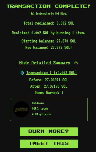 nahknoya's tweet image. $16,000 in tokens burned

193m tokens burned in total now.

$goldcoin