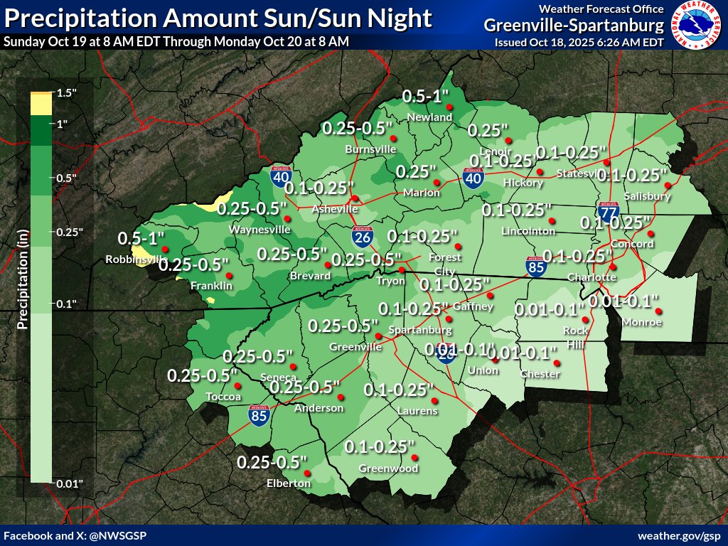 A marginal risk for thunderstorms on Sunday with a cold front moving through. Minimal rainfall, but strong gusty winds and a few rumbles of thunder are possible. 
#scwx #ncwx #gawx