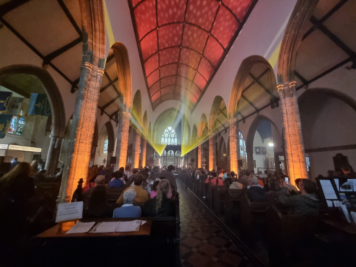 St. John's church looking a bit beautiful for <a href="/SwnFestival/">Sŵn Festival</a> <a href="/naimabock/">Naima Bock</a> #cardiff