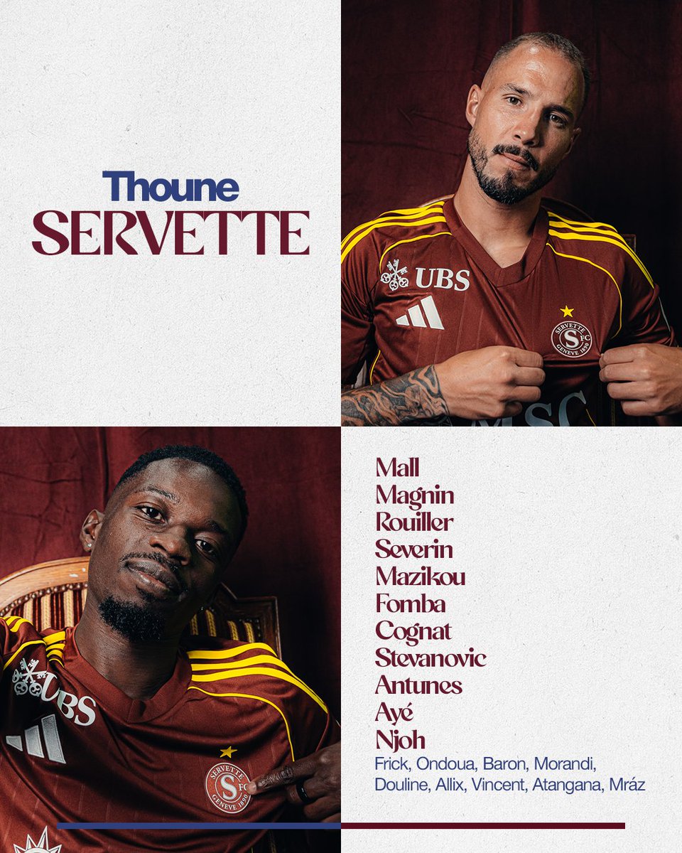 𝐋𝐞 𝐗𝐈 👥

Voici la composition servettienne pour affronter le FC Thoune ⚔️🔥

#NotreVilleNotreClub