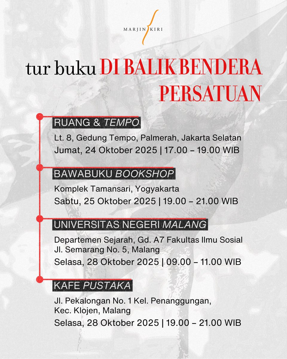 marjinkiri's tweet photo. Catat tempat dan waktunya. Detail kegiatan di masing-masing tempat segera menyusul.

(2/2) https://t.co/HMTfzpKGvA