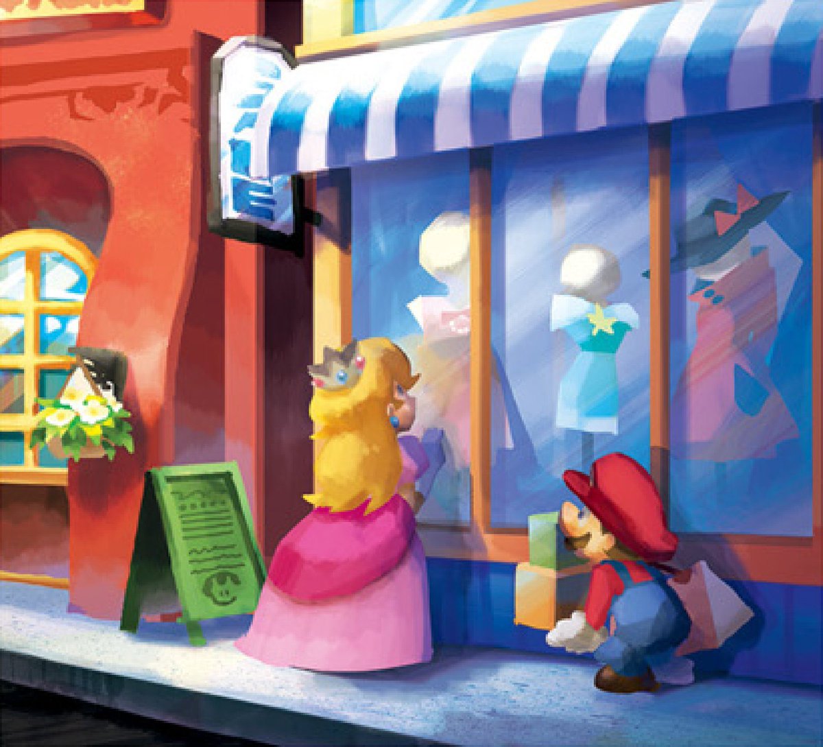 Mario holding all of Peach’s stuff while they’re shopping 🥹 What a gentleman