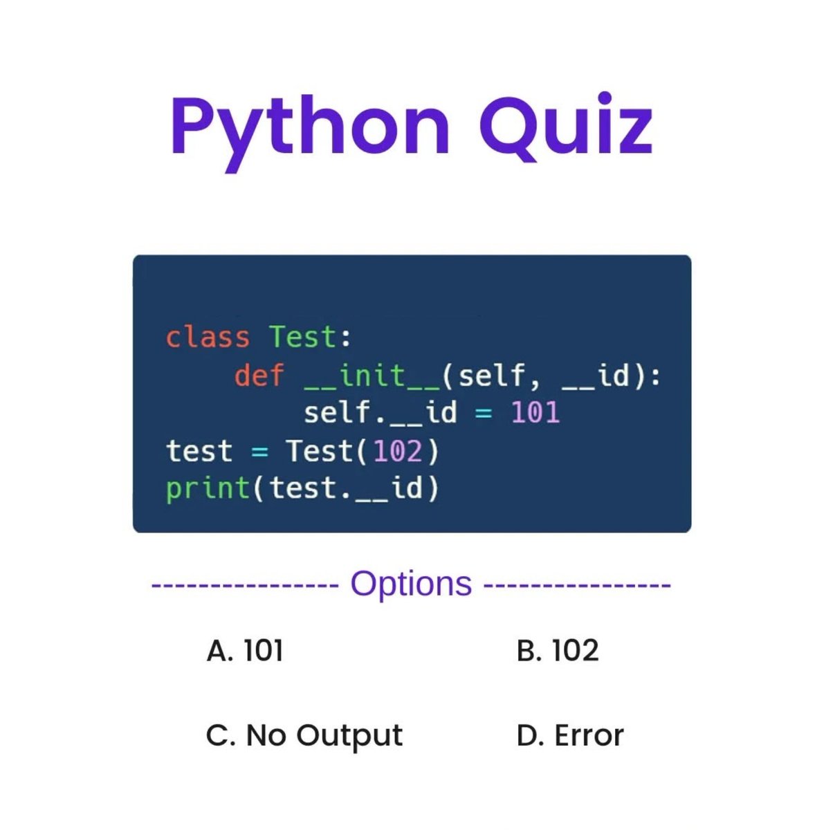 Python_Dv's tweet image. Python Question / Quiz;
What is the output of the following Python code, and why? 🤔🚀 Comment your answers below! 👇
#python #programming #developer #programmer #coding #coder #softwaredeveloper #computerscience #webdev #webdeveloper #webdevelopment #pythonprogramming…