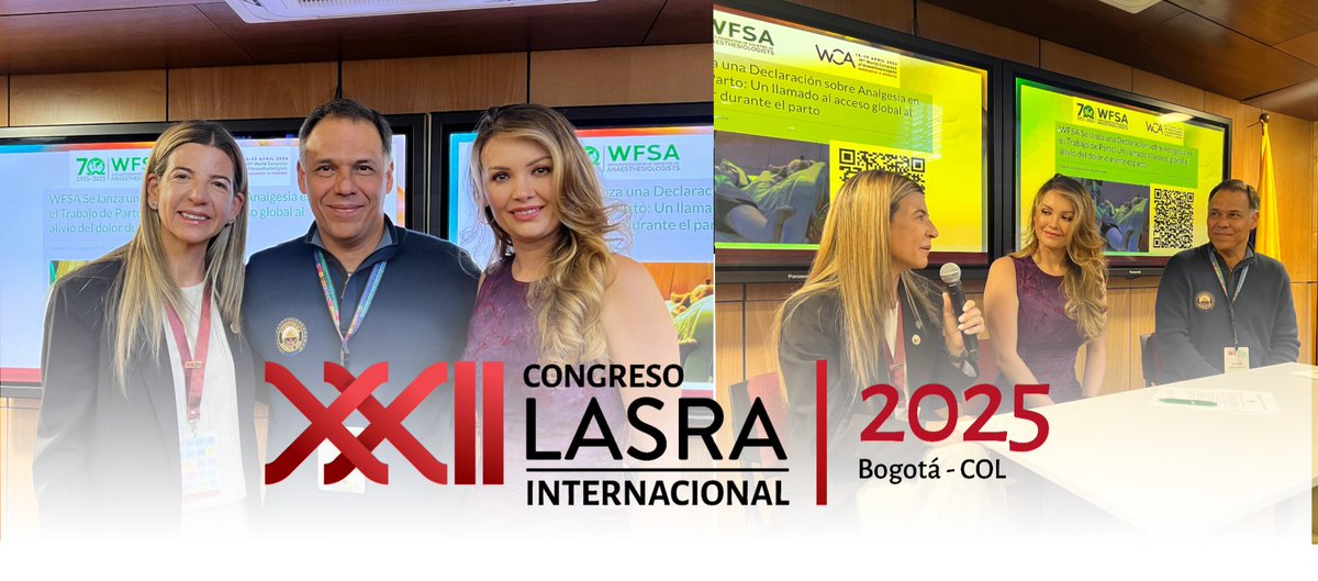 Hoy celebramos un hito trascendental para la seguridad y el bienestar de las pacientes maternas.
La Asociación Latinoamericana de Anestesia Regional (LASRA) se adhiere oficialmente a la Declaración de la @WFSAorg sobre analgesia en el trabajo de parto. 🤝