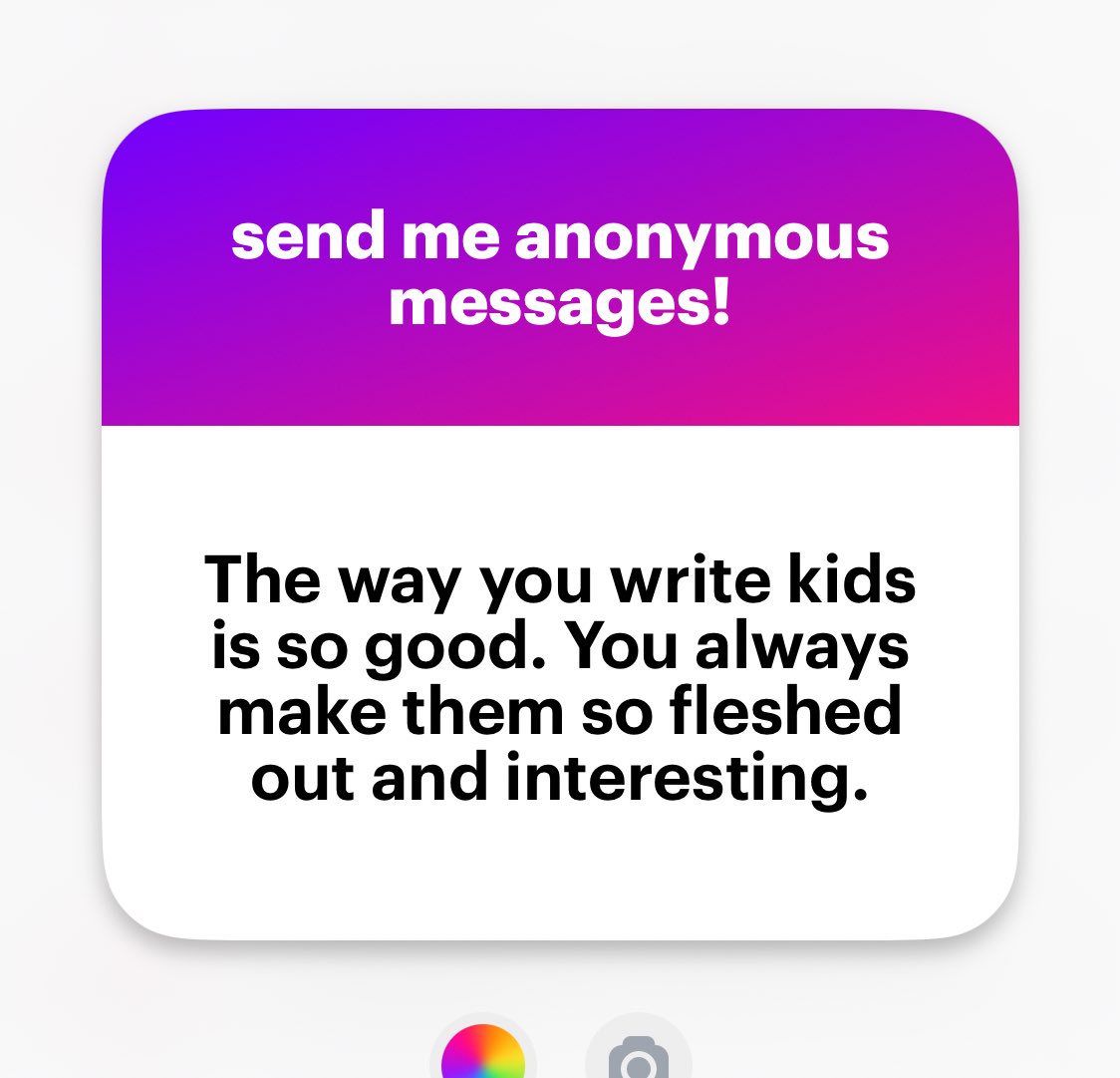 Thank you!!!! I like kids who are funny and smart and have had the freedom to develop their own little personalities. I appreciate my friends who parent that way and I want to write kids like that when I include them.