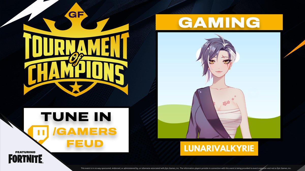 🌸 Day 47 🌸
twitch.tv/LunariValkyrie

Today's the day! Time to get in some last minute practice to prepare for the <a href="/GamersFeud/">Gamers Feud</a> Season 7: Tournament of Champions at 2pm EST 💜

Please come and cheer me on as I compete in Solo Zero Build Fortnite, Fall Guys Solo Knockout, and