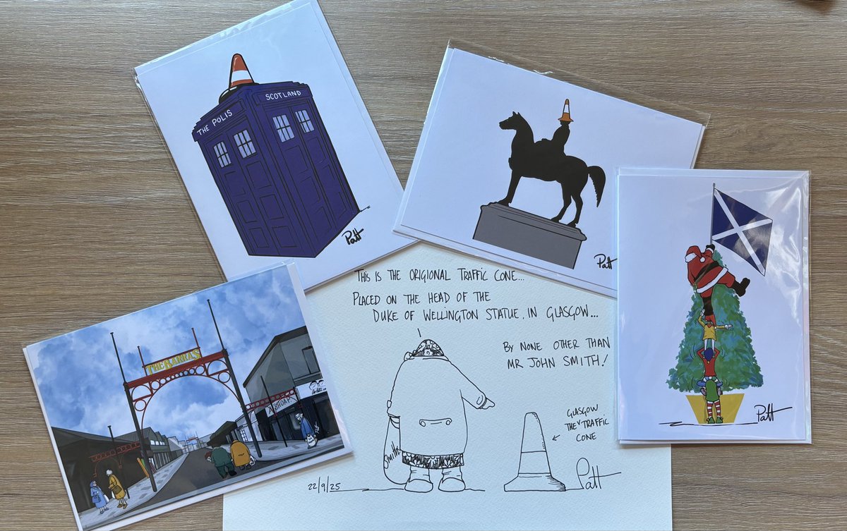 Thank you to <a href="/OorPatts/">OorPatts🏴󠁧󠁢󠁳󠁣󠁴󠁿</a> for our latest delivery. Always a pleasure to receive one of his doodles - he knows our love of the traffic cone. Successfully transported to Germany by our daughter. Just hope the locals get the humour. 🏴󠁧󠁢󠁳󠁣󠁴󠁿🇩🇪