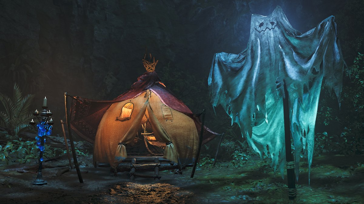 monsterhunter's tweet image. Next week in Monster Hunter Wilds, the Festival of Accord: Dreamspell takes over the Grand Hub!

Join the spooky celebration from Oct. 22 and enjoy event exclusive new gear, gestures, campsite decorations and more 🎃