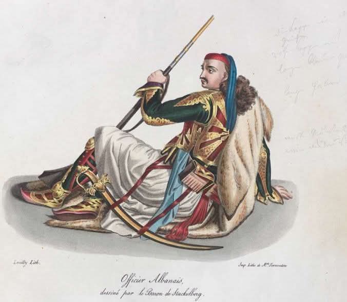 The Çamë "Chams "are the most peaceful and hardworking of the tribes, devoted to trade and agriculture. They are mostly fair-haired. 

They dress very elegantly:their clothes are adorned with gold lace and embroidery, and they carry weapons like their more warlike compatriots,